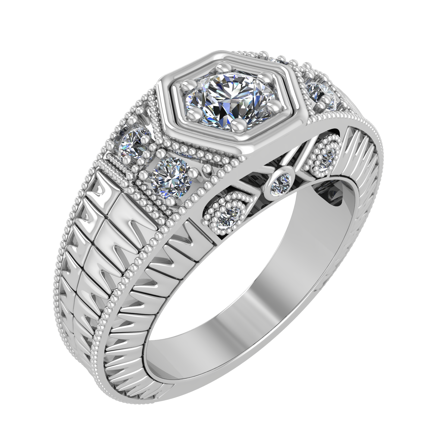 ACCENTED 5.00mm ROUND ENGAGEMENT RING